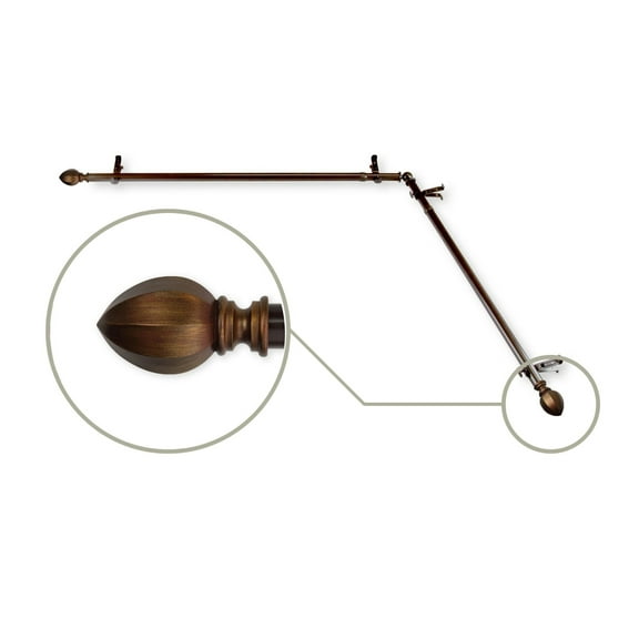 Contemporary Home Living 105" Brown Solid Contemporary Corner Window Curtain Rod