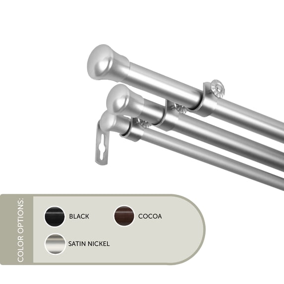 13/16 inch Basic Triple Curtain Rod 120-170" - Satin Nickel