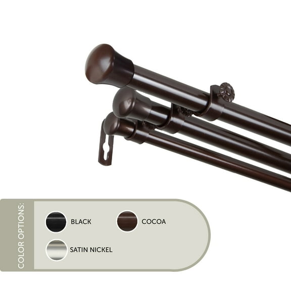 13/16 inch Basic Triple Curtain Rod 48-84" - Cocoa