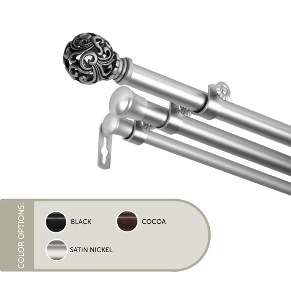 13/16 inch Cilla Triple Curtain Rod 66-120" - Satin Nickel