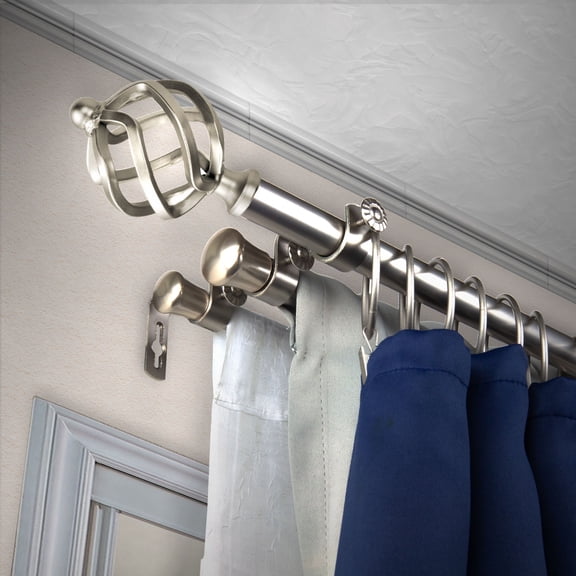 Contemporary Home Living 55" Silver Solid Contemporary Triple Curtain Rod