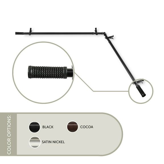 13/16 inch Weaver Corner Window Curtain Rod 120-170" - Black