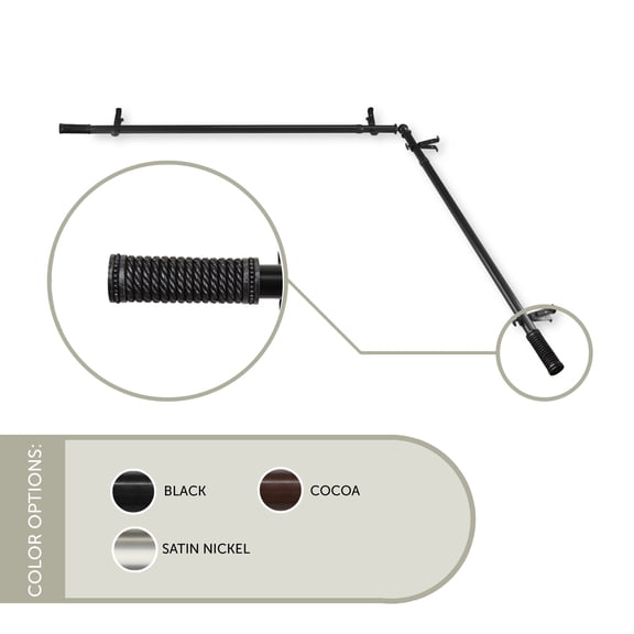 Contemporary Home Living 177.5" Black Solid Contemporary Corner Window Curtain Rod