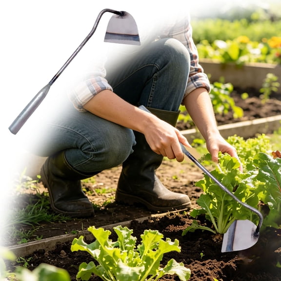 13.19" Handheld Gardening Weeder Hoe, Durable Steel Blade Tool with Wooden Handle for Weeding & Cultivating Soil