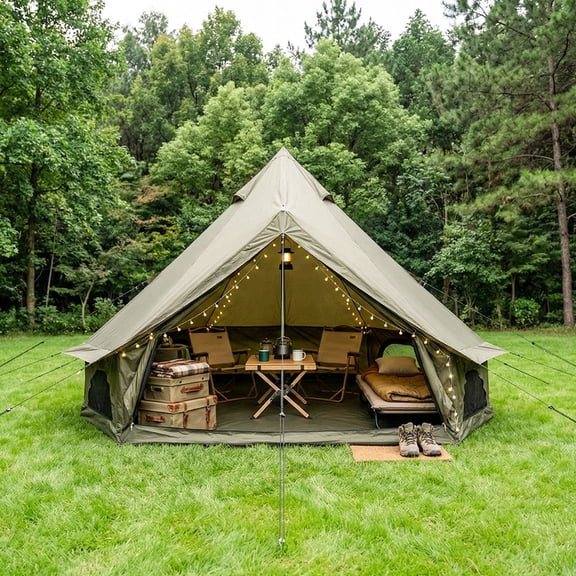 13.1FT 4-Season Waterproof Bell Glamping Yurt Tent with Stove Jack, Fits Up to 8 People for Family Outdoor Camping & Parties