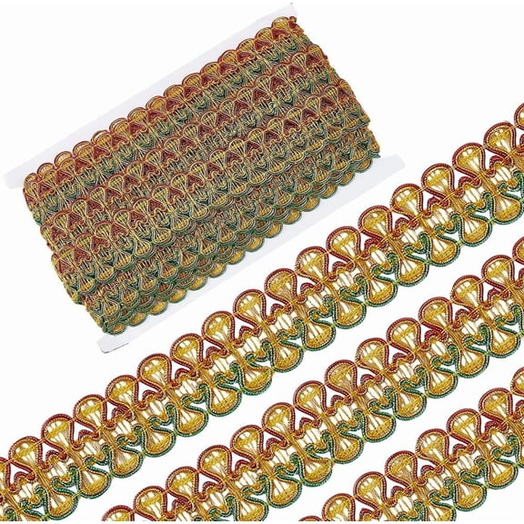 13.1Yds Gold Braid Trim Metallic Gimp Trimming 1.4 inch Butterfly French Wave Decorative Fabric Edge Centipede Lace Ribbon Boho