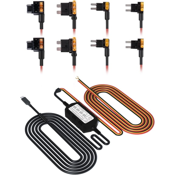 13.1ft Type-C Cam Hardwire Kit with Low Protection for A1/A2/A8/Other Camera with Type-C Port, 24H Parking with Acc Functionality