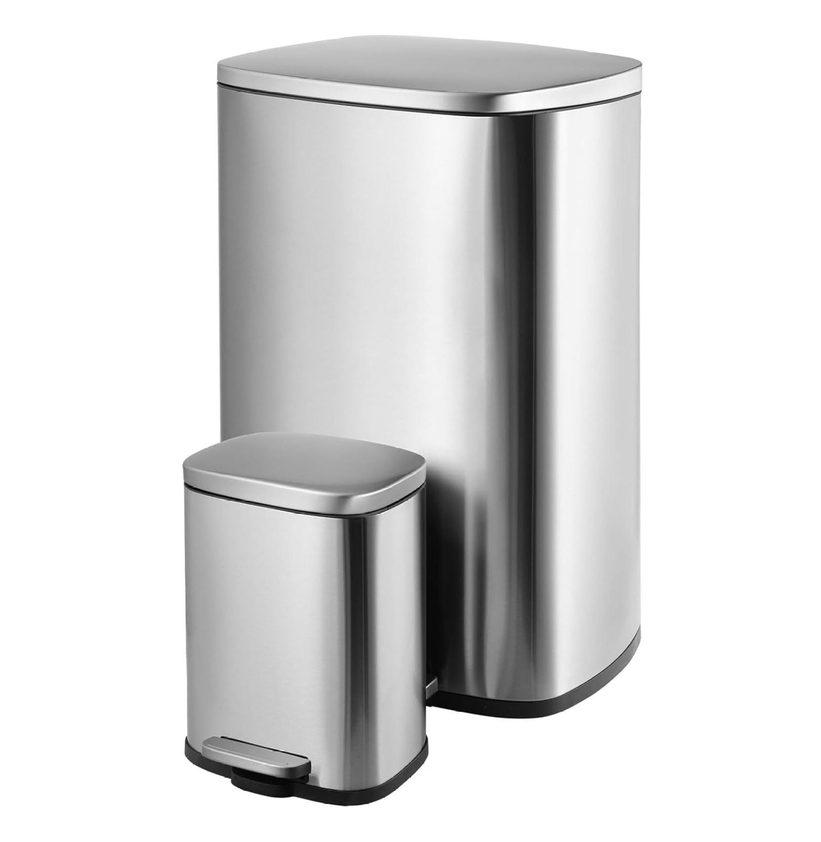 13.2+1.3 Gallon Step Trash Can, Stainless Steel Garbage Bin, SoftClose
