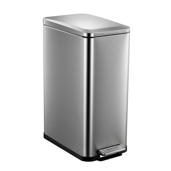 13.2 Gallon / 50L Kitchen Trash Can, Stainless Steel Garbage Can with Removable Inner Bucket, Fingerprint-Proof Step Rubbish Bin with Soft-Close Lid