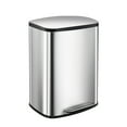 thumbnail image 1 of 13.2 Gallon/50L Step Trash Can, Stainless Steel Garbage Can with Removable Inner Bucket, Kitchen Trash Bin with Soft-Close Lid, Hands-Free Rubbish Bins for Office, Bathroom, Bedroom, Silver, 1 of 8