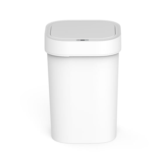 13.2 Gallon Automatic Trash Can with Motion Sensor, Touchless Kitchen Garbage Can with Removable Circular Liner and Waterproof Infrared Sensor, Plastic for Home Bathroom Office, White