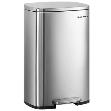 13.2 Gallon Kitchen Trash, Garbage Can, Pedal Rubbish Bin, Stainless Steel, Silver