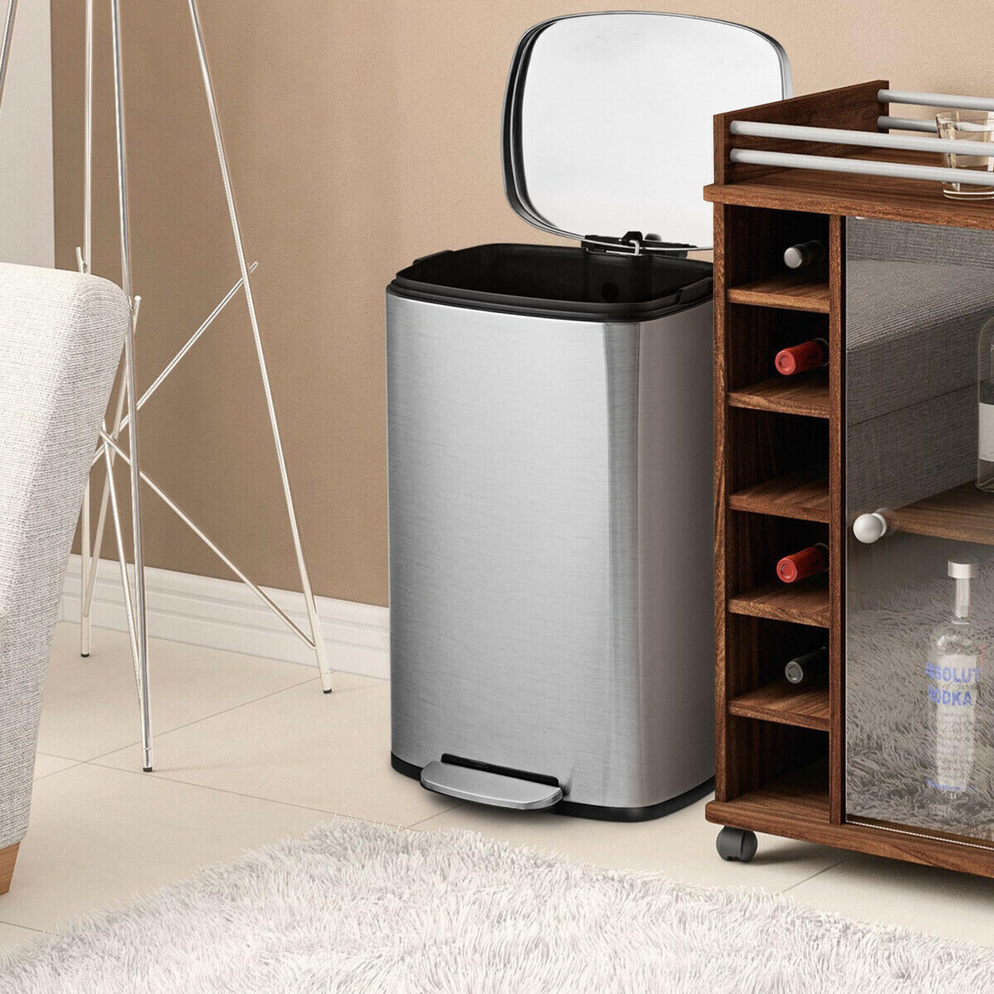 13.2 Gallon Stainless Steel Trash Can with Bucket and Pedal, Smooth ...