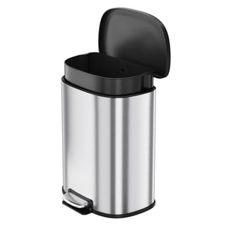 13.2 Gallon Trash Can Stainless Steel Kitchen Trash Can with Foot Pedal, Quiet Soft-Close Lid, Removable Liner, Slim Rectangle Modern Design for Home, Office, Commercial