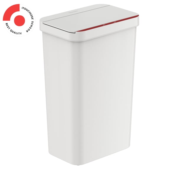 13.2 Gallon White Plastic Sensor Trash Can Durable Dent-Proof 50 L Rectangular Slim Bin