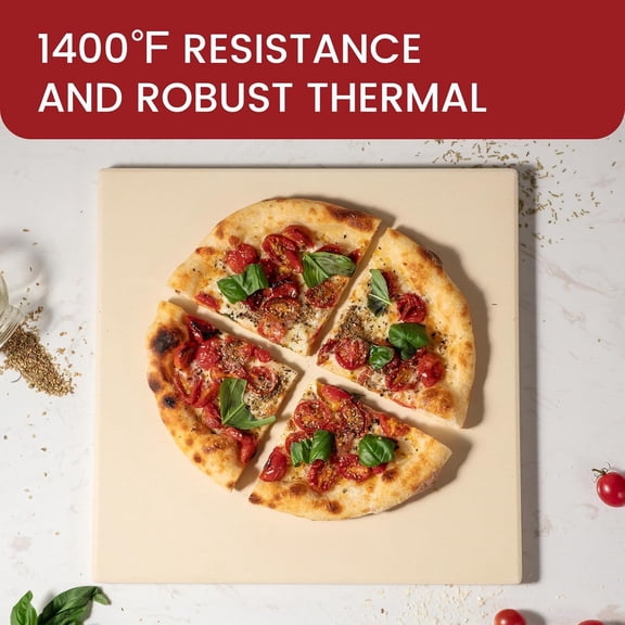 13.2" Pizza Baking Stone + Square Cordierite Slab + Limited Sale + Thermal Shock Resistant for Pizza, Bread & Pastries + Great for Baking Enthusiasts