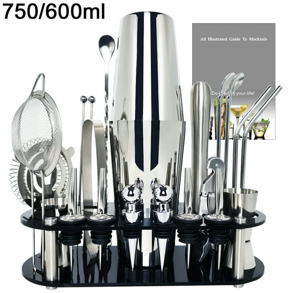 13-22Pcs 750ml 600ml Boston Cocktail Shaker Bar Tools Wine Mixer Set Bartender Cocktail Shaker Tool Kit With Holder