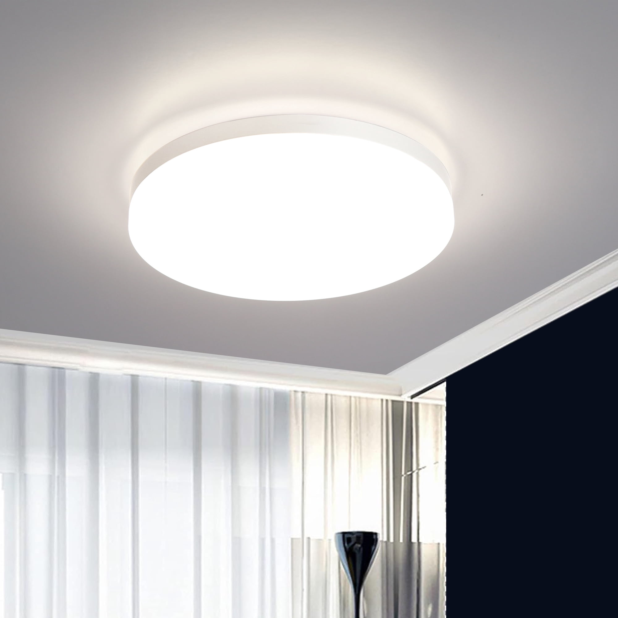 13" 24W 1600Lumens Dimmable Flush Mount LED Ceiling Light Fixture, Energy Efficient, For Home Office, Bedroom, Living Room, Bathroom, Dining Room, Kitchen