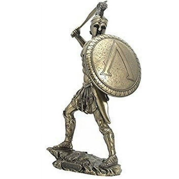13.25 Inch Spartan Warrior with Sword and Hoplite Shield Figurine