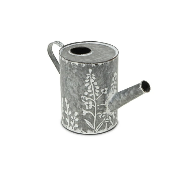 13.25" White and Gray Rustic Pitcher Decor with Garden Style