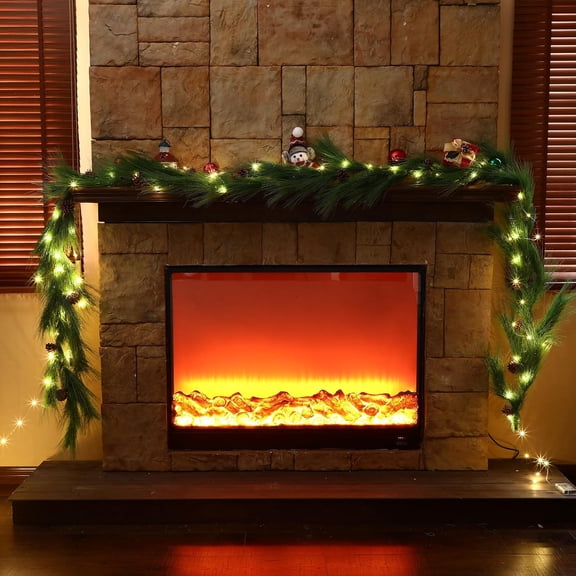 13.2ft Christmas Deluxe Norfolk Pine Garlands Artificial Long Needle Pine Cone Garland Realistic Xmas Cedar Garland for Holiday Mantle Table Indoor Outdoor Decor(Classic Style,26 ft)