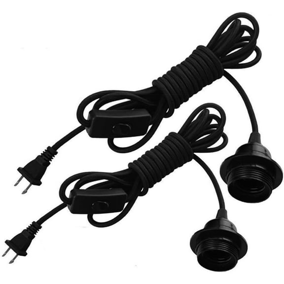 13.2ft Plug in Hanging Light Kit Pendant Light Cord for Standard Medium Base Bulbs with On/Off Switch UL Listed, Black