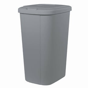 13.3 Gallon Plastic Touch Top Kitchen Trash Can with Push Button Lid, Slim Garbage Bin, Grey