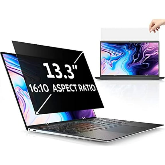 13.3 Inch Laptop Privacy Screen for 16:10 Computer Monitor, Anti Glare Blue Light Filter Protector, Removable 13" Security Shield Compatible with Lenovo Hp Dell Acer Asus Thinkpad Envy Xps