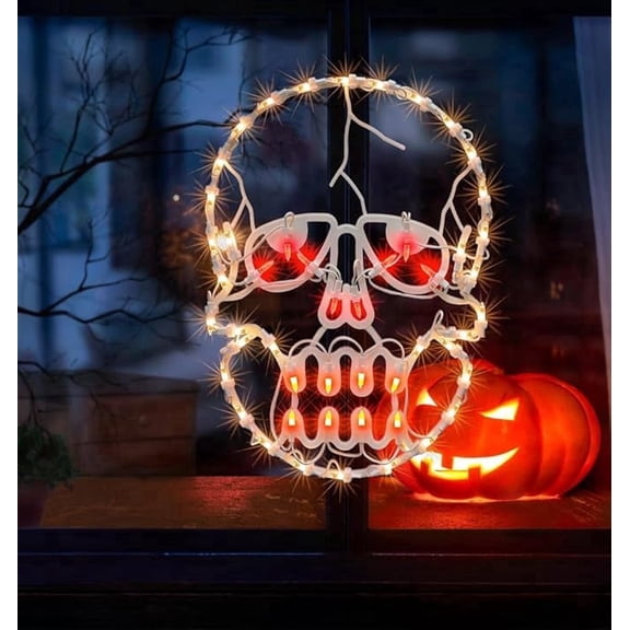 13.3 Inch Lighted Skull Halloween Window Silhouette home decoration