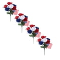 thumbnail image 1 of 13.3" Patriotic Artificial Rose Flowers Table Centerpiece, 4th of July Red White and Blue Flower Decorations for Vase Filler, DIY Bouquet, Independence Day Home Party Supplies for Mantel Table, 1 of 5