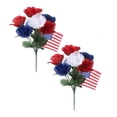 thumbnail image 1 of 13.3" Patriotic Artificial Rose Flowers Table Centerpiece, 4th of July Red White and Blue Flower Decorations for Vase Filler, DIY Bouquet, Independence Day Home Party Supplies for Mantel Table, 1 of 5