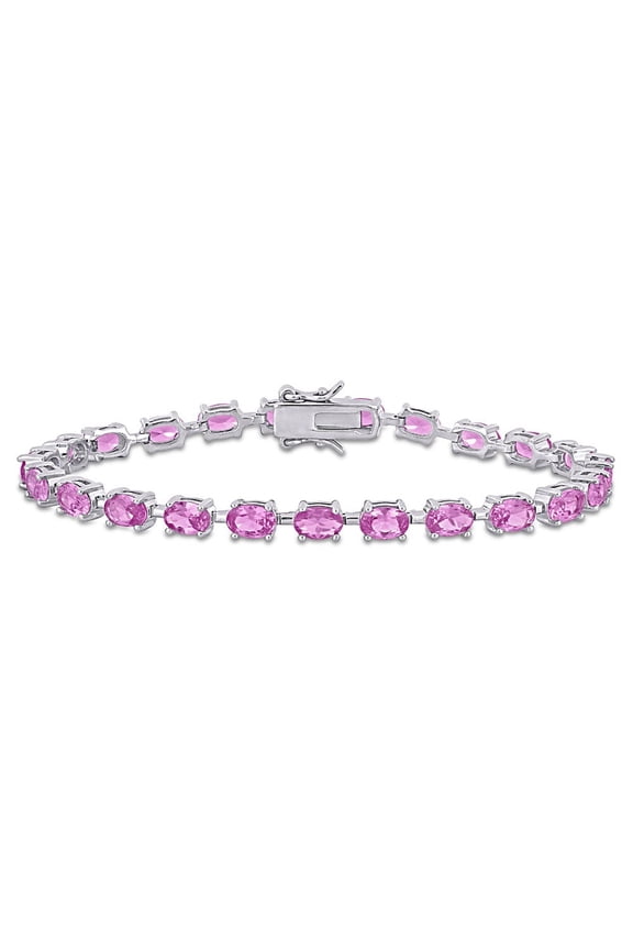 13.34 Carat (Ctw) Lab-Created Pink Sapphire Bracelet in Sterling Silver (7.25 Inches)