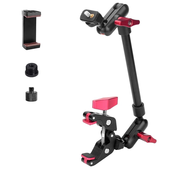 13"/34cm Magic Arm W Clamp  Camera Mount & 1/4" 3/8" Threads And Articulating Friction Overhead Phone Boom For Light Webcam Mic Action Monitor