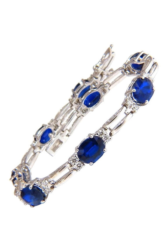 13.36ct natural blue kyanite diamonds tennis bracelet 14kt