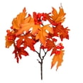 thumbnail image 1 of 13.39 Inch Artificial Maple Leaf Stem with Berries, Lifelike Autumn Decor Branch, Fake Foliage Ornament for Vases, Fireplaces, Wedding Tables, Halloween Crafts and Fall Home Decor,Coffee, 1 of 9