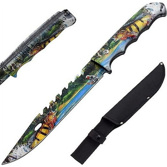13" 3D Printed Fishing Themed Sawback Hunting Knife