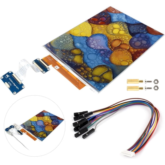 13.3inch E Ink Spectra 6 (E6) Full Color E-Paper Display, Compatible with 5/4B, 16001200, SPI, with HAT+ Standard Driver HAT
