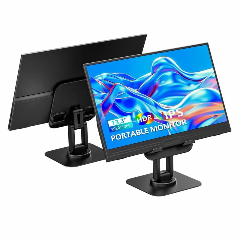 VEOUT Portable Monitor 13.3 inch FHD 1080P IPS FreeSync USB C and HDMI Ultra Slim with Stand for Gaming and Office