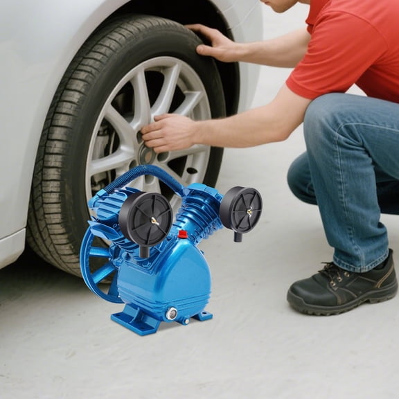 13.4*10.2*13 Blue Replacement Air Compressor Pump Single Stage V Style Twin Cylinder 3 HP 2-Piston