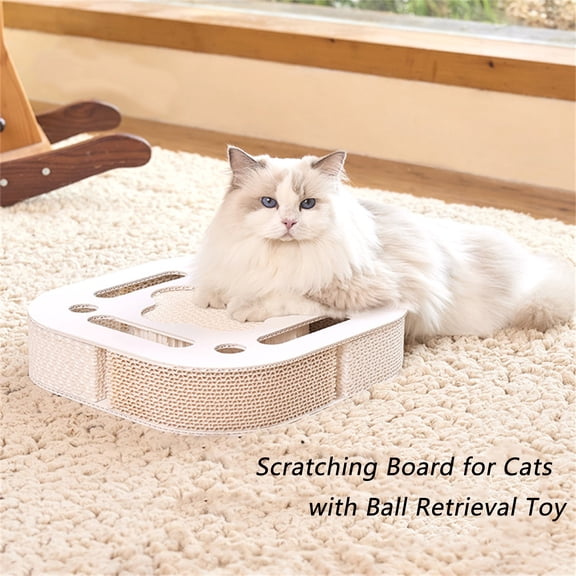 13.4"×13.4"×2.4"Scratching Pad Ball Track Cat Toy For Indoor Cats,Square Busy Box Scratcher With Ball Square Cat Carousel Scratching Board For Claw Grinding,Interactive Self-Play Toy For Indoor Cat B