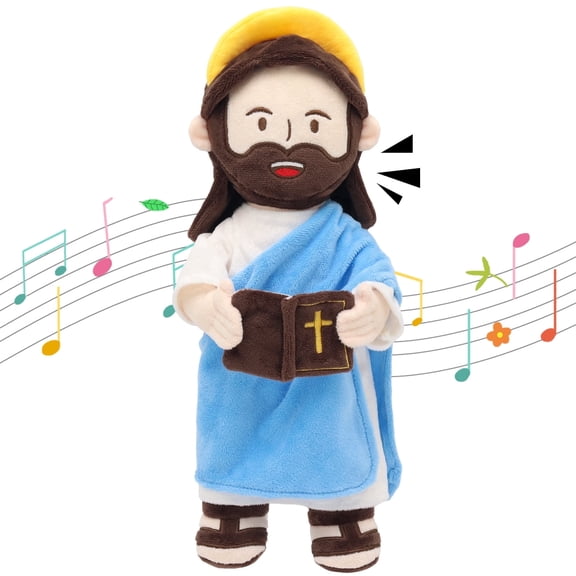 13.4"/34cm Talking & Singing Jesus Plush Doll, Christian Stuffed Toy For Kids, Plays Bible Verses & Hymns, Religious Gift For Xmas, Christening, Baptism, Easter, Sunday School, Nursery Decor