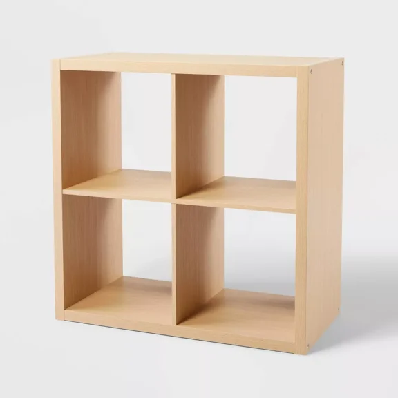 13" 4 Cube Organizer Weathered - Decorative Bookshelf, Cubby Storage, MDF Particle Board, 13" System Compatible