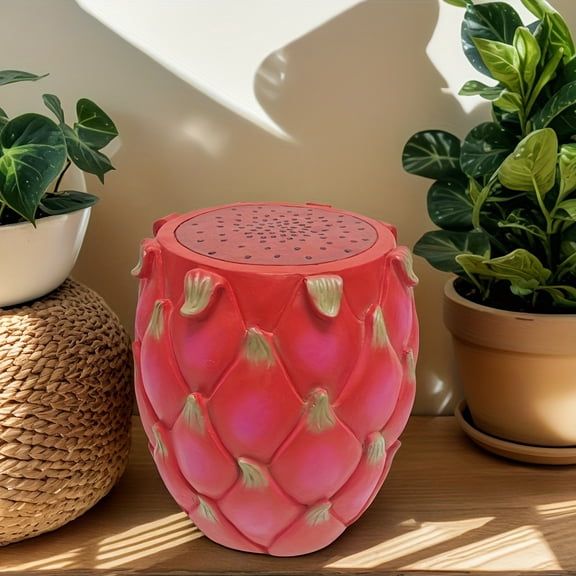 13.4" Dragon Fruit Resin Stool and Accent Side Table