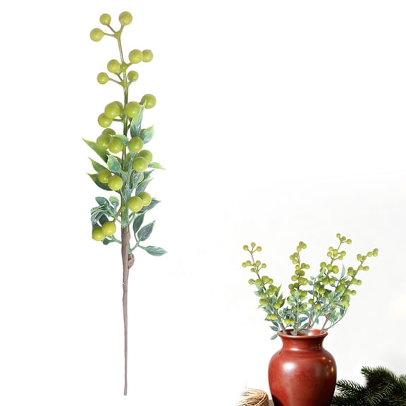 13.4 Inch Artificial Berry Stem Spray, Fake Berry Branch with Green Leaves, Small Faux Berry Pick for Floral Craft, Table Centerpiece, Vase Bouquet Filler and Wedding Home Decor,1Pc