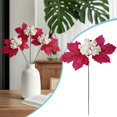 thumbnail image 1 of 13.4 Inch Autumn Thanksgiving Faux Floral Stem, Maple Leaves & White Berries, Bendable Polyester Wire Stem, Rustic Branch for Christmas Tree Wreath Indoor Outdoor Fall Home Decor,1PC, 1 of 5