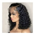 thumbnail image 1 of 13*4 Lace Frontal Brazilian Virgin Deep Wave Human Hair 180% Density Pre-Plucked Side Part Short Bob Wigs For Black Woman, 1 of 6