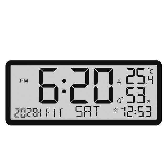 13.4" Large Digital Wall Clock Battery Operated with Big Digits LCD