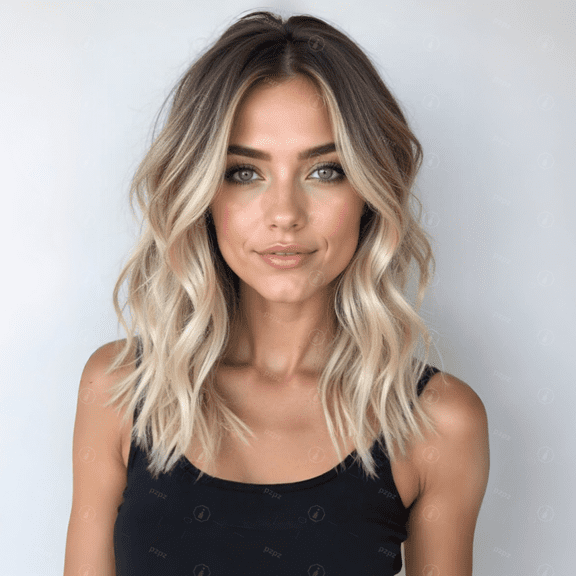 134 Net Cap Soft 14" Big Waves Human Hair Wig for Women Sparkle Blonde 150 Density Lace Front with Crown Hair Daily Wear Preferred