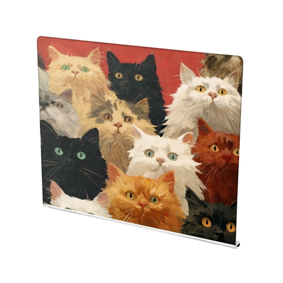 13.4" x 16.5" Food-Grade Acrylic Cutting Board Non-Slip Kitchen Chopping Board A Group Of Oil-painted Cats