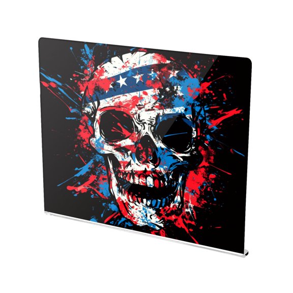 13.4" x 16.5" Food-Grade Acrylic Cutting Board Non-Slip Kitchen Chopping Board American Flag Splatter Skull